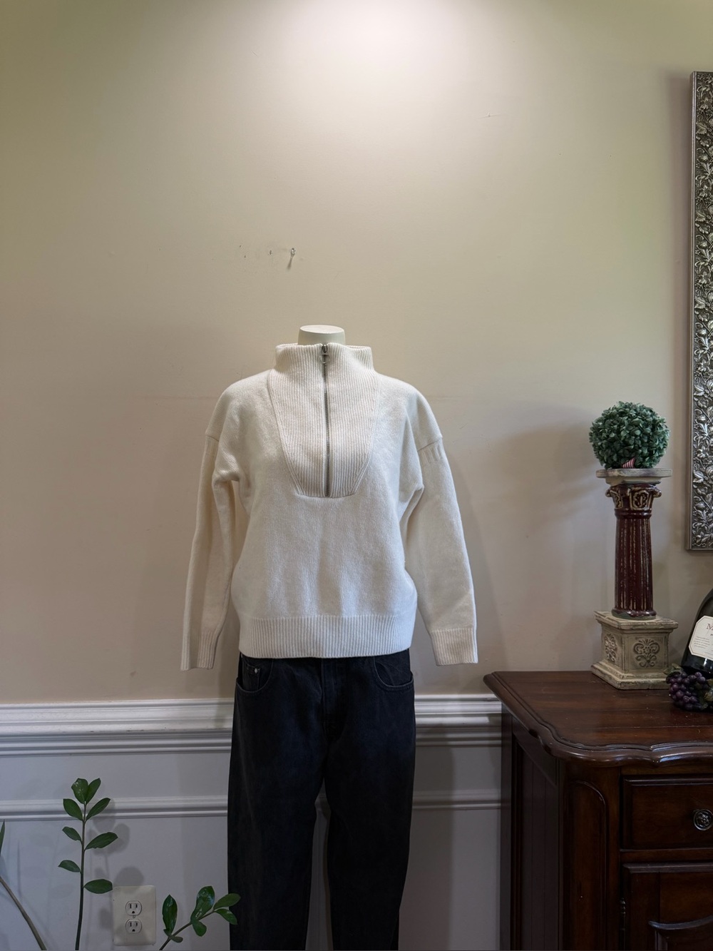 Closed Wool Cream Half-Zip Knit Sweater